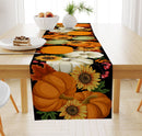 Pumpkin Maple Leaf Printed Linen Table Runner Holiday Decorative Tablecloth