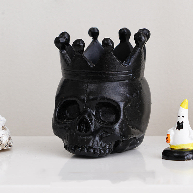 Halloween Themed Pumpkin Lantern Skull Candle Stand