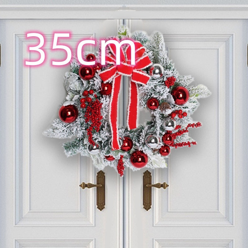 New Flocking Wreath Outdoor Decoration Door Hanging Christmas Wreath Rattan