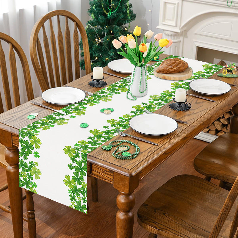 Household Shengpa Green Printing Table Runner