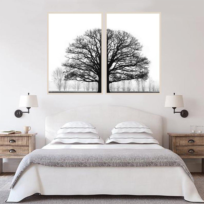 Sofa Background Wall Art – Black & White Trees