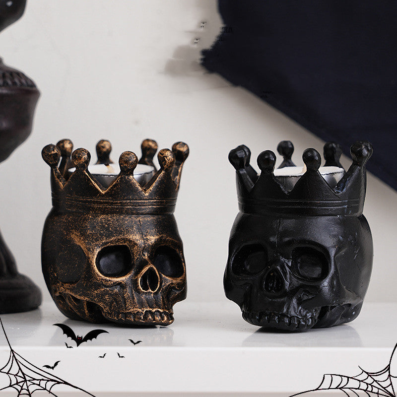 Halloween Themed Pumpkin Lantern Skull Candle Stand
