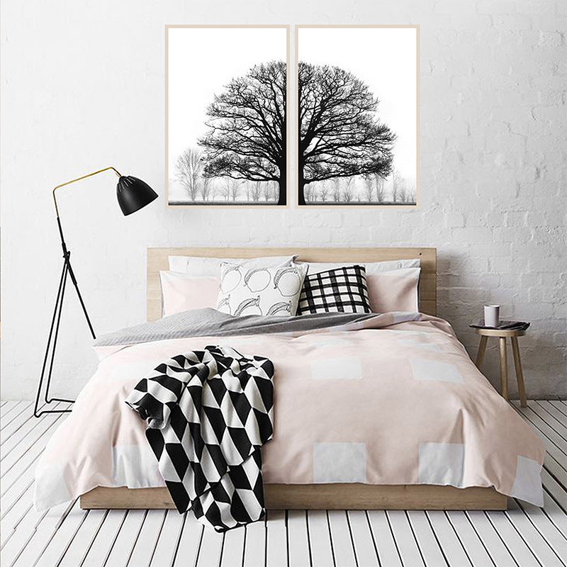Sofa Background Wall Art – Black & White Trees