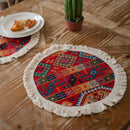 Jacquard Geometric Holiday Red Tassels Party Decorative Table Runner