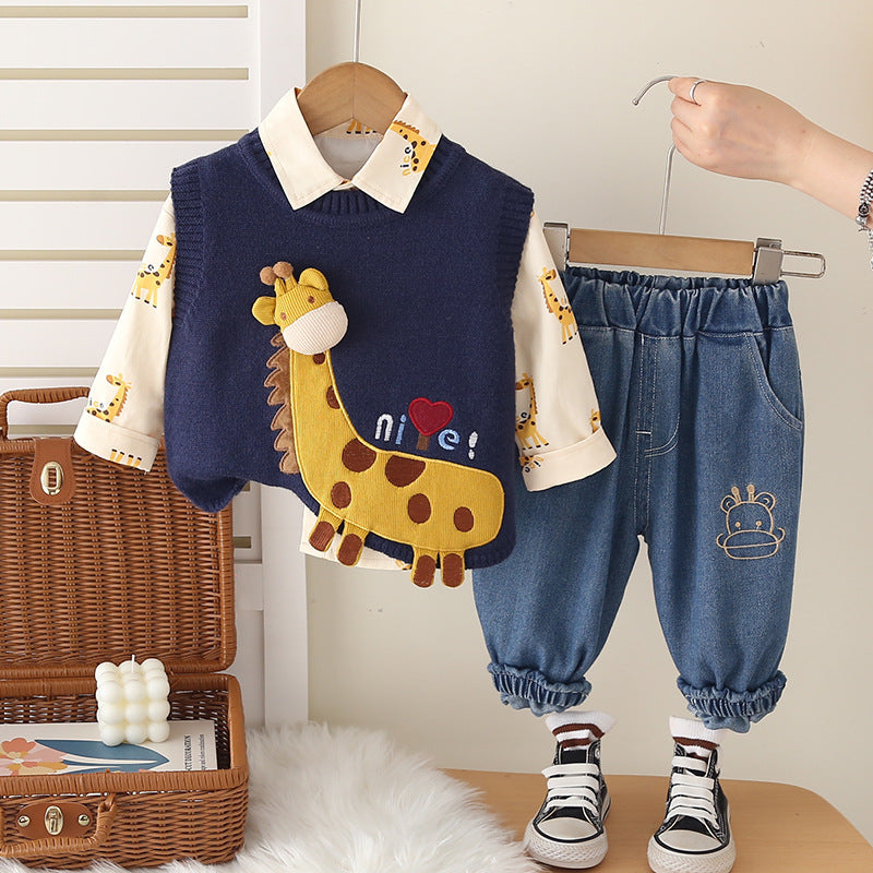 Boys Autumn Clothing Suit Baby Giraffe