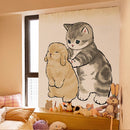 Velcro Curtain Cute Cat Punch-free Installation Shade Cloth Self-adhesive Short