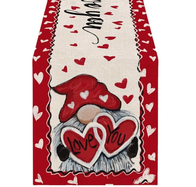 Valentine's Day Table Runner Linen Tablecloth