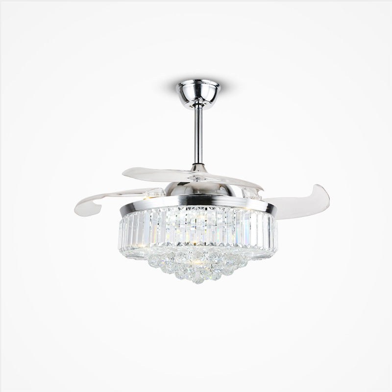 European Crystal LED Fan Chandelier | Bedroom & Living Room