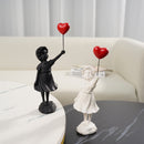 Resin Girl & Balloon Sculpture – Living Room Décor