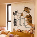 Velcro Curtain Cute Cat Punch-free Installation Shade Cloth Self-adhesive Short