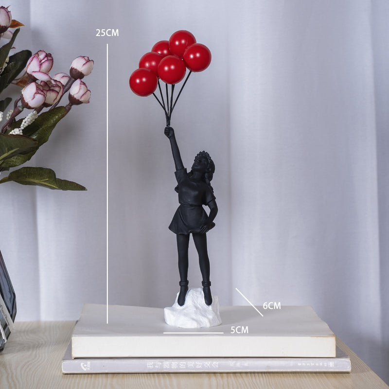 Resin Girl & Balloon Sculpture – Living Room Décor