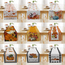 Pumpkin Maple Leaf Printed Linen Table Runner Holiday Decorative Tablecloth