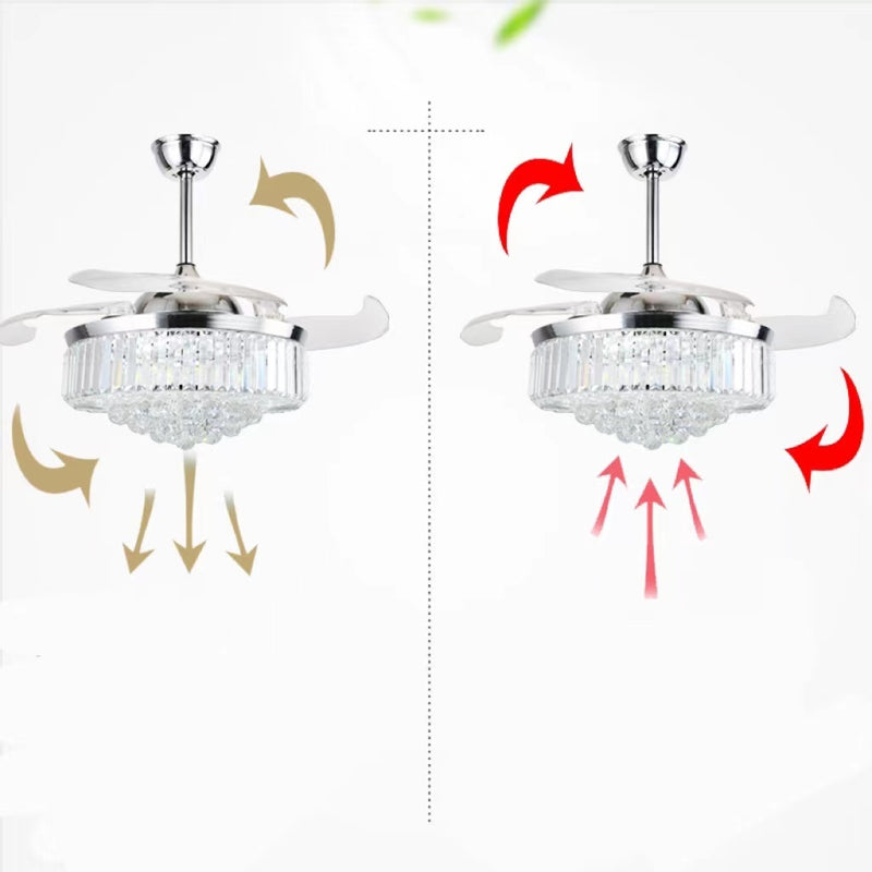 European Crystal LED Fan Chandelier | Bedroom & Living Room