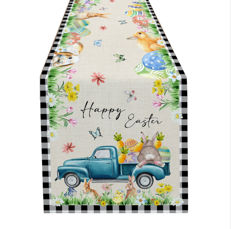 Holiday Dress-up Table Runner Easter Rabbit Egg Tablecloth