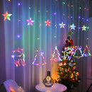 Christmas Deer Tree Bells Star String Fairy Lights Curtain Light Outdoor Garland