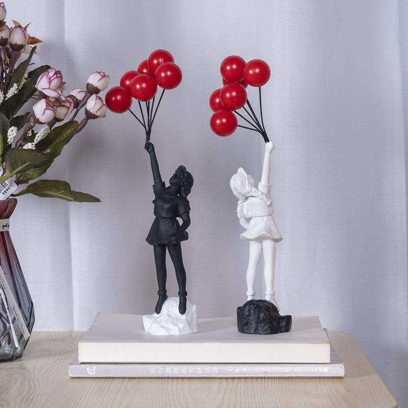 Resin Girl & Balloon Sculpture – Living Room Décor