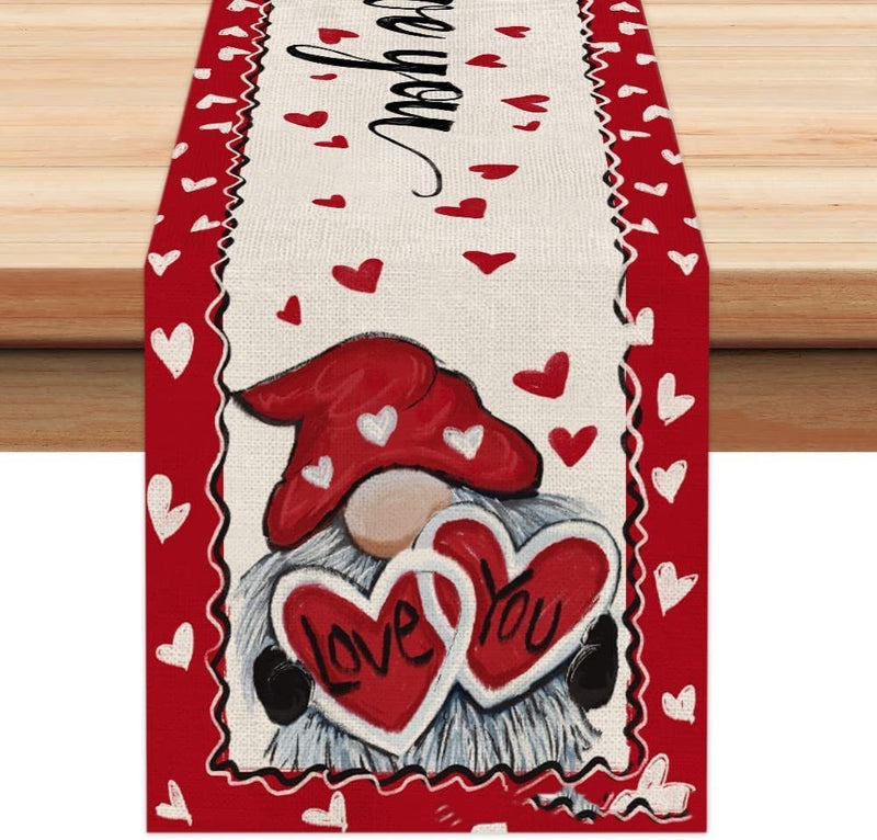 Valentine's Day Table Runner Linen Tablecloth