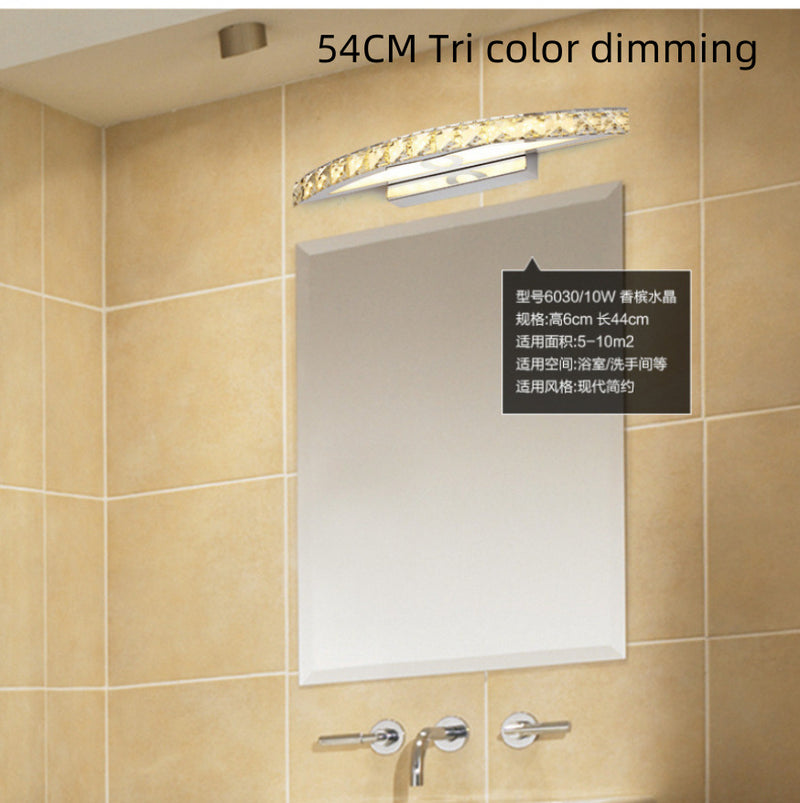 LED Simple Bathroom Shower Room Wall Lamp Crystal Mirror Headlight