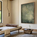 Large Geometric Abstract Painting Green Beige  Minimalist Wabi-Sabi Wall Art Green Canvas Wall Art Modern Green Wall Decor