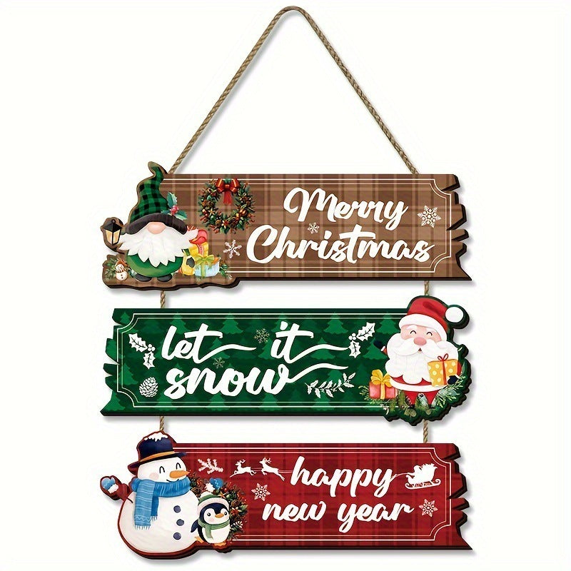 Santa Claus Wooden Ornaments Snowman And Reindeer Decorations
