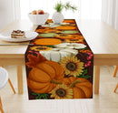 Pumpkin Maple Leaf Printed Linen Table Runner Holiday Decorative Tablecloth