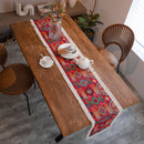 Jacquard Geometric Holiday Red Tassels Party Decorative Table Runner