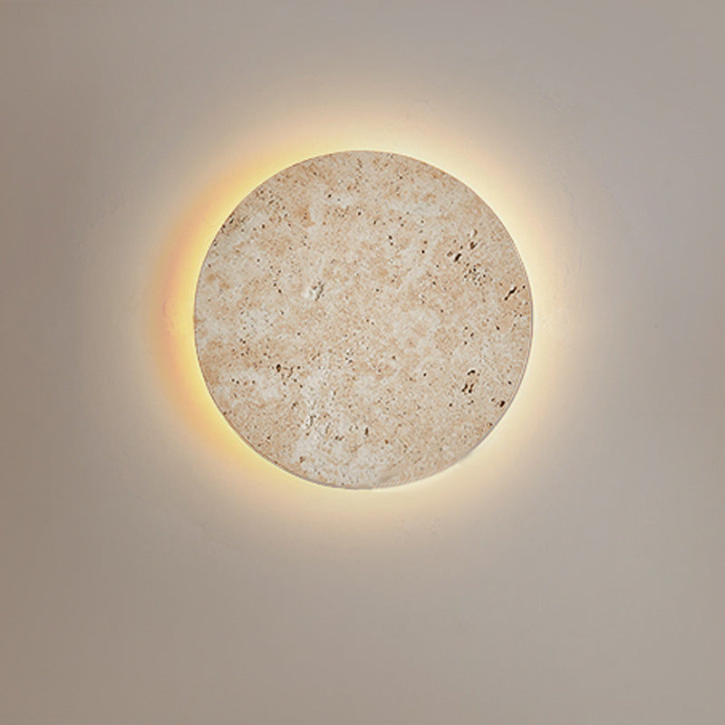 Round Clock Yellow Cave Stone Wall Lamp