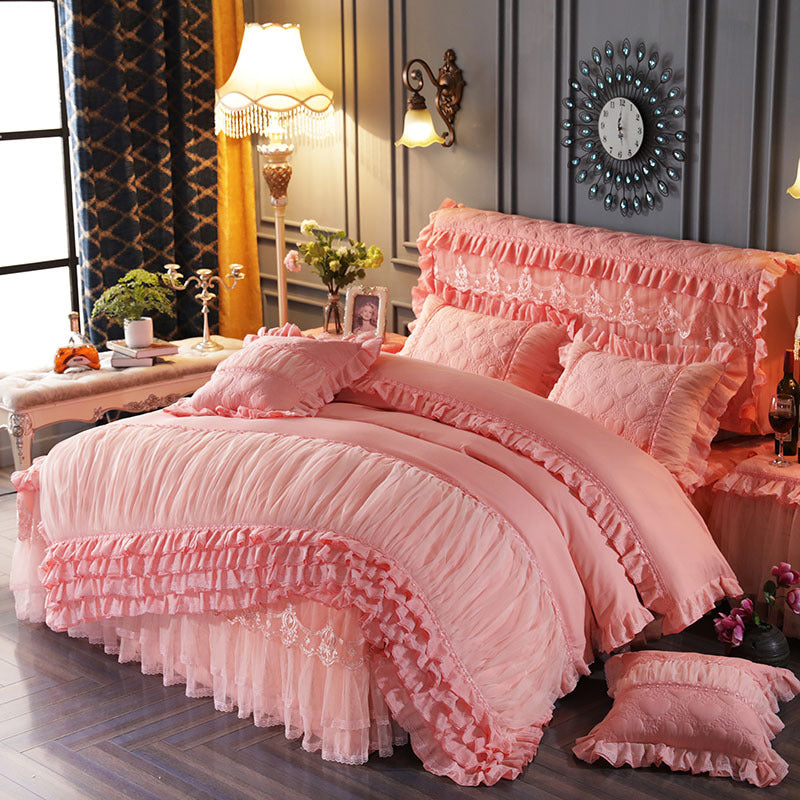 Four-piece Set Of Warm Quilted Padded Bed Skirts And Bedspreads