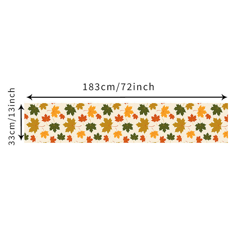 Pumpkin Maple Leaf Printed Linen Table Runner Holiday Decorative Tablecloth