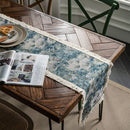 Jacquard Geometric Holiday Red Tassels Party Decorative Table Runner