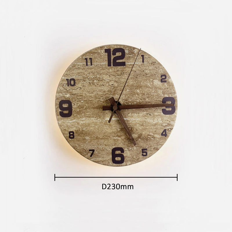 Round Clock Yellow Cave Stone Wall Lamp