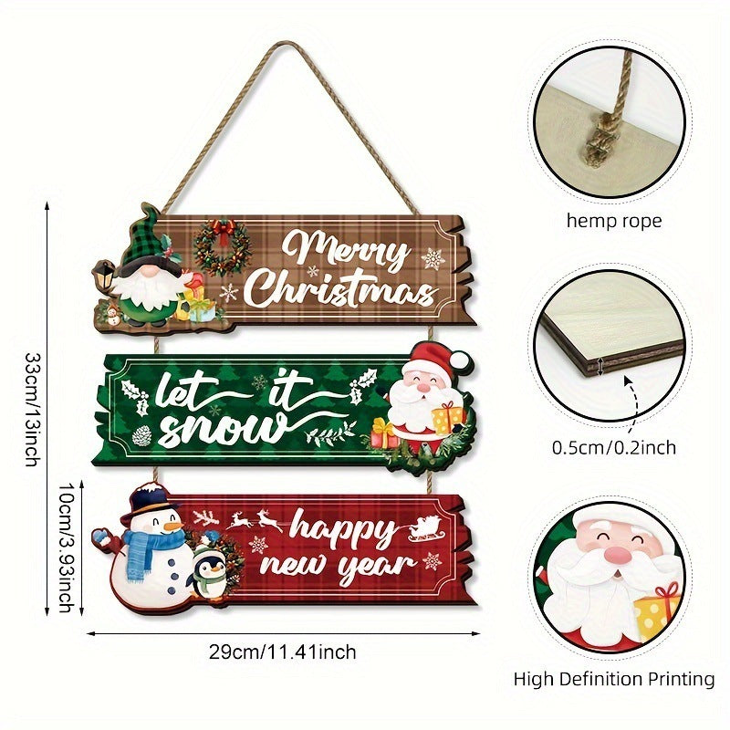 Santa Claus Wooden Ornaments Snowman And Reindeer Decorations