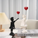 Resin Girl & Balloon Sculpture – Living Room Décor