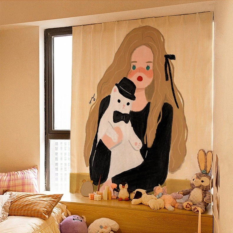 Dormitory Simple Paste Shading Cloth Korean Ins Style Velcro Curtain