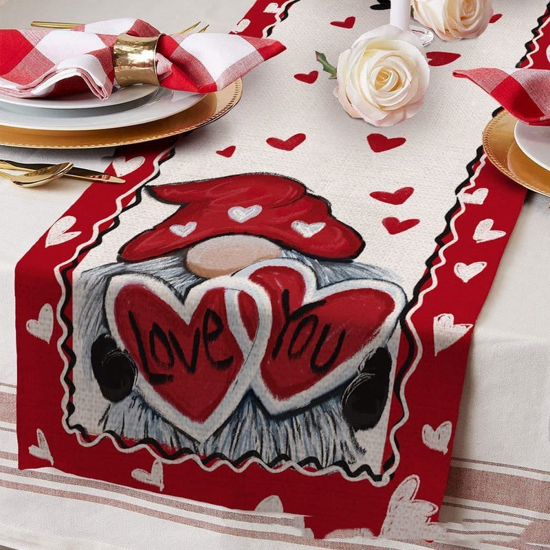 Valentine's Day Table Runner Linen Tablecloth
