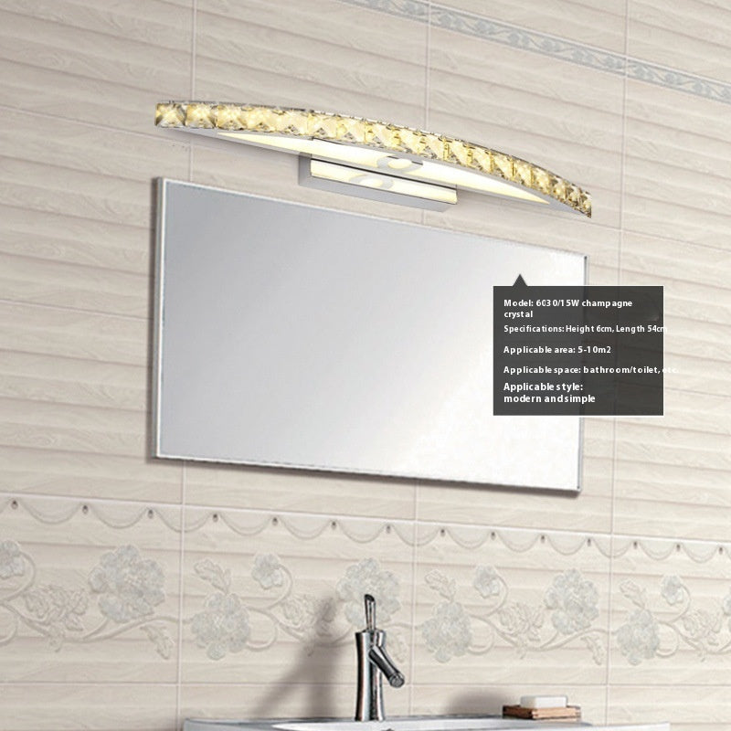 LED Simple Bathroom Shower Room Wall Lamp Crystal Mirror Headlight