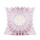 Fashion Modern Style White Throw Pillows Velvet Stitching 3D Chrysanthemum Cushion Waist Pillow Blue Cushion Case