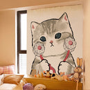 Velcro Curtain Cute Cat Punch-free Installation Shade Cloth Self-adhesive Short