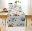 Pumpkin Maple Leaf Printed Linen Table Runner Holiday Decorative Tablecloth