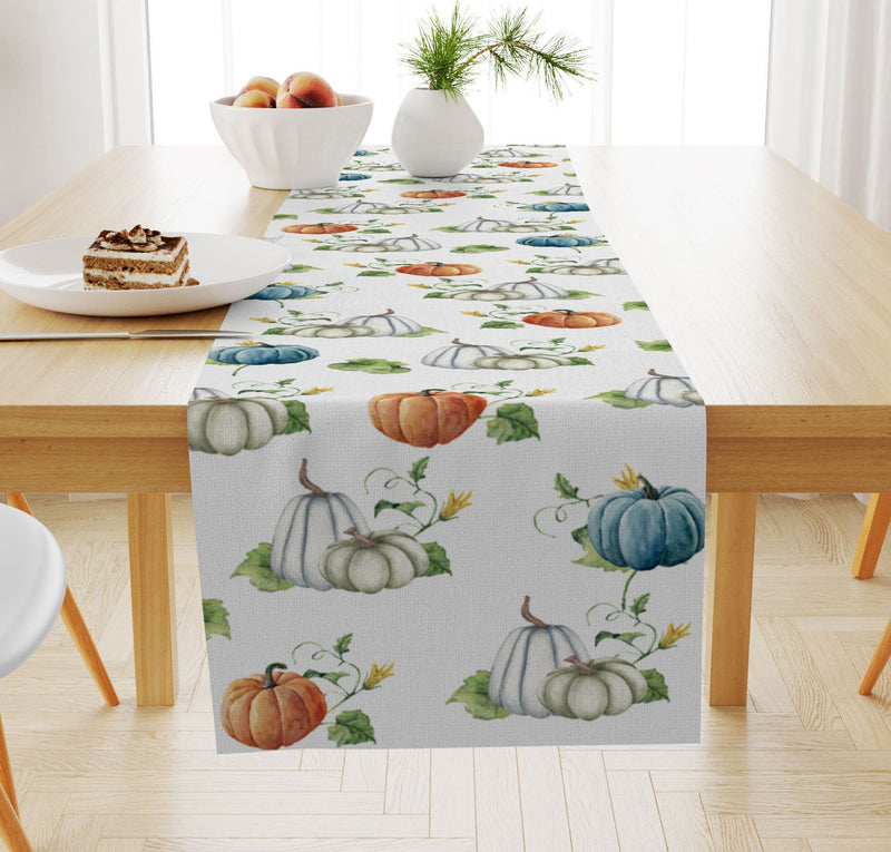 Pumpkin Maple Leaf Printed Linen Table Runner Holiday Decorative Tablecloth