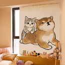 Velcro Curtain Cute Cat Punch-free Installation Shade Cloth Self-adhesive Short