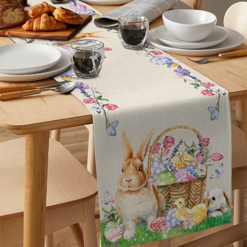 Holiday Dress-up Table Runner Easter Rabbit Egg Tablecloth