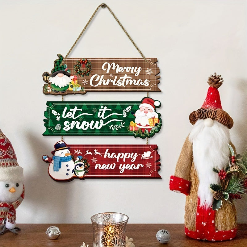 Santa Claus Wooden Ornaments Snowman And Reindeer Decorations