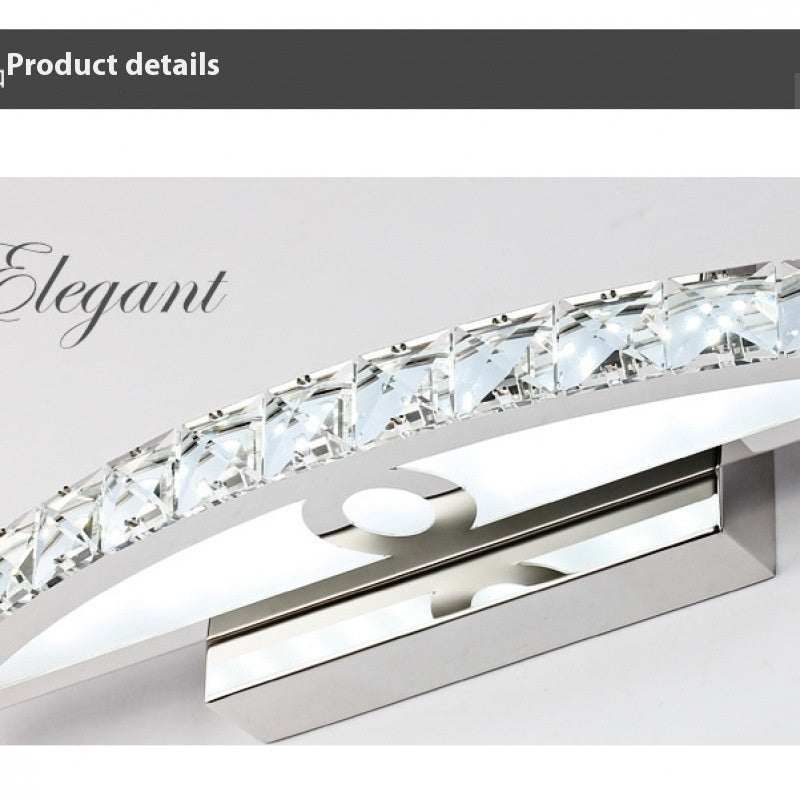 LED Simple Bathroom Shower Room Wall Lamp Crystal Mirror Headlight
