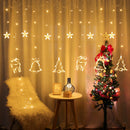 Christmas Deer Tree Bells Star String Fairy Lights Curtain Light Outdoor Garland