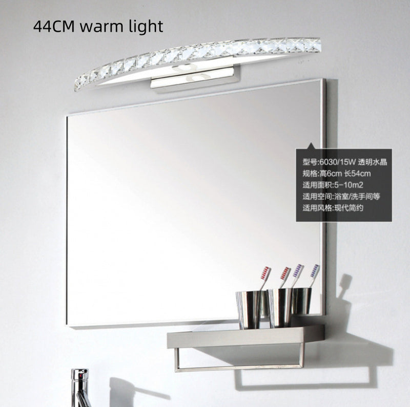 LED Simple Bathroom Shower Room Wall Lamp Crystal Mirror Headlight