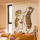 Velcro Curtain Cute Cat Punch-free Installation Shade Cloth Self-adhesive Short