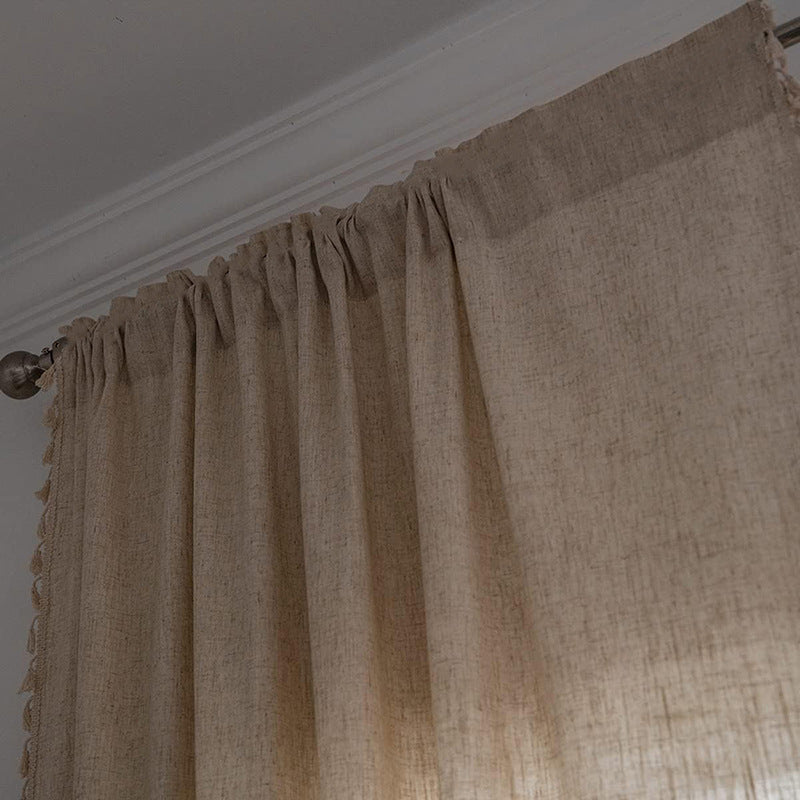 Polyester Linen Solid Color Simple Bedroom Living Room Half Shade Curtain