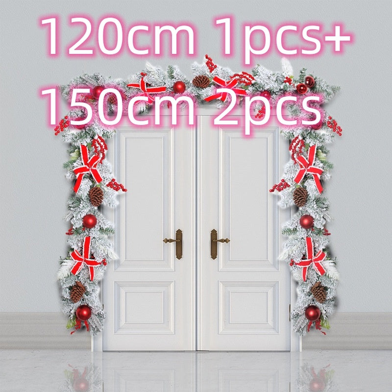 New Flocking Wreath Outdoor Decoration Door Hanging Christmas Wreath Rattan