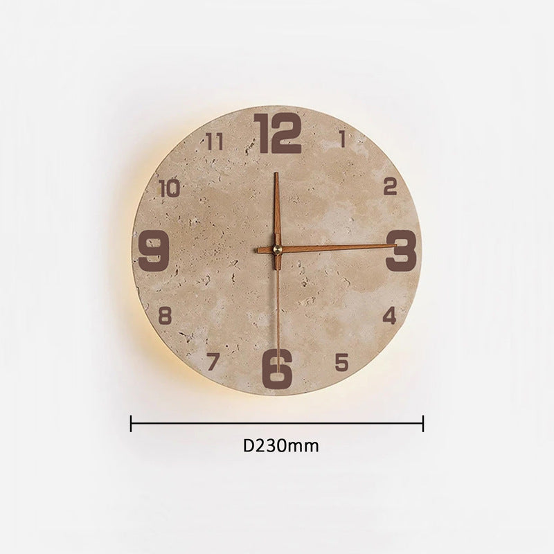 Round Clock Yellow Cave Stone Wall Lamp